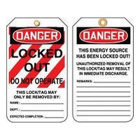 Accuform Signs MLT407CTP Accuform Signs 5 7/8\" X 3 1/8\" PF Cardstock Lockout Tag \"Danger Locked Out Do Not Operate\" (25 Per Pack
